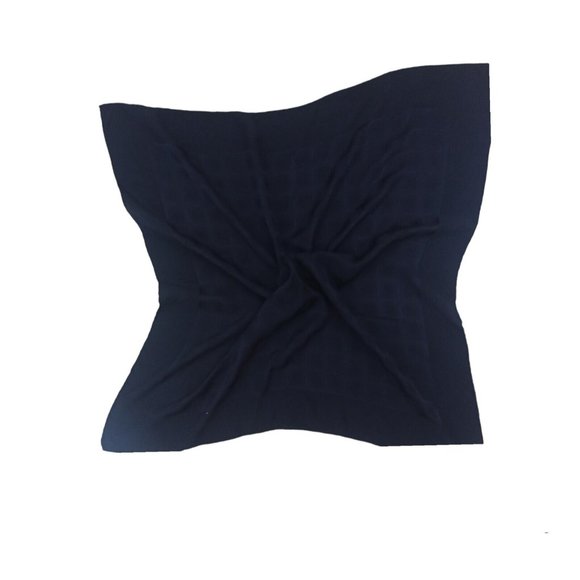 BALENCIAGA RARE Navy Geometric Logo Silk Scarf ITALY 29"/ 28.5” EC - Picture 5 of 6